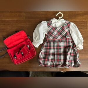 Pleasant Company Molly School Plaid Jumper and Blouse and Schoolbag